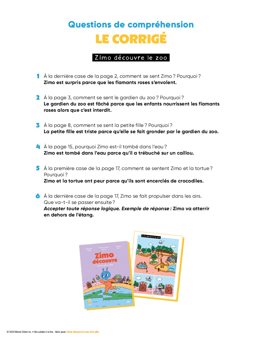 Zimo découvre la ferme et la foire - Questions de compréhension